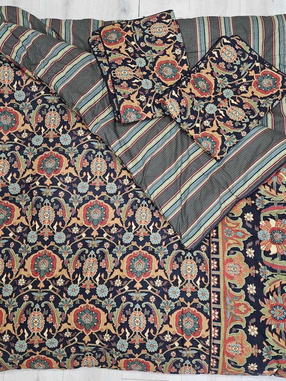 Ralph Lauren Chaps Brompton Hall Jacobean Floral F/Q Comforter & STD Shams NWOT